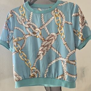 Women's Aqua Rope Print Short Loungewear Set